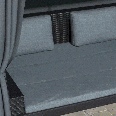 Outsunny Outdoor-Schaukelbett aus PE-Rattan mit Baldachin, inkl. Kissen, wetterbeständig, 235 cm x 180 cm x 210 cm, Grau