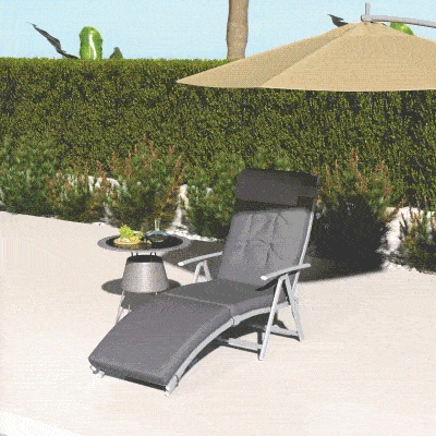 Outsunny Padded Sun Lounger Steel Frame Grey