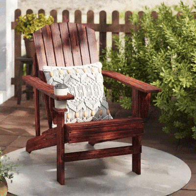 Outsunny Adirondack tuinstoel ligbank voor buiten tuinmeubel balkonstoel massief hout verkoold