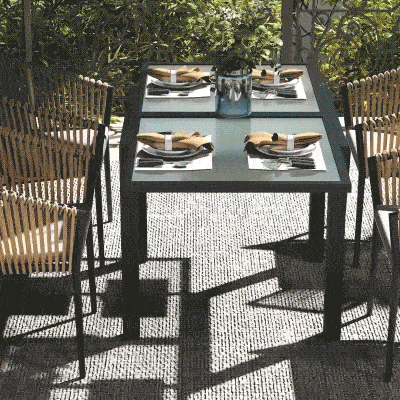 Outsunny Mesa Extensível de Jardim de Grande Tamanho desdobrada 160x80x75 cm Alumínio Tampo em Vidro Temperado Transparente