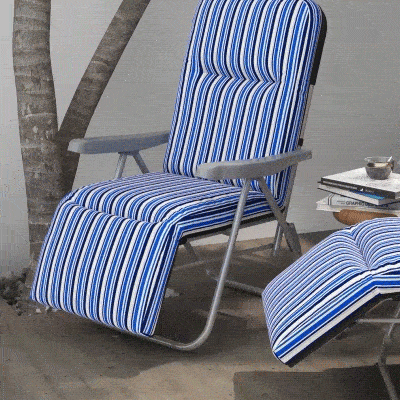 Outsunny 2er-Set Liegestuhl Set mit Kissen klappbar Sonnenliege 5 Stufen verstellbarer Rückenlehne Gartenliege Gartenmöbel Set Stahl Polyester Blau 60 x 75 x 65-102 cm