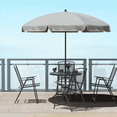 Outsunny 6-Piece Garden Dining Set with Umbrella Grey