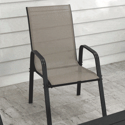 Outsunny Stackable Mesh Seat Chairs Set of Four Grey