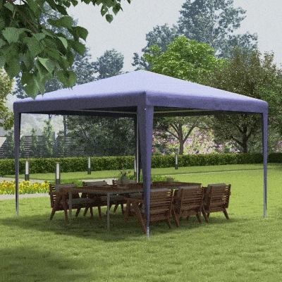 Outsunny Tenda de Jardim Tenda de Exterior com Tubos de Aço e Cobertura de PE para Eventos Campismo Festas 293x293x252 cm Azul
