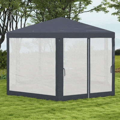 Outsunny Gazebo da Giardino con Pareti in Rete e 2 Porte Grigio