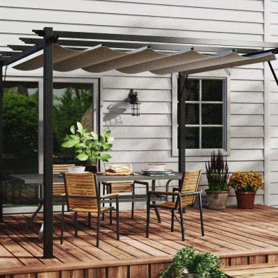 Outsunny Vervangend dak voor 3 x 3 m pergola, inschuifbaar, met regenafvoergaten, weerbestendig, polyester, lichtgrijs