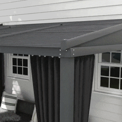 Outsunny Pergola 3,65 x 2,55 m z daszkiem i zasłonami, Szara