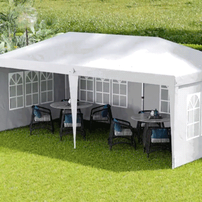 Outsunny Faltpavillon, Namiot imprezowy, 4 duże okna, zdejmowane ściany, rama metalowa, 5,85 x 2,95 x 2,7 m, Biały