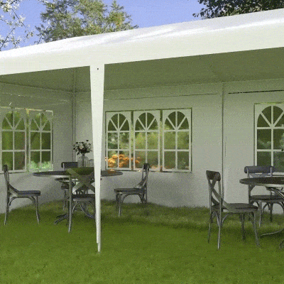Outsunny Gazebo per Feste con 4 Pareti Rimovibili 6x3m Bianco