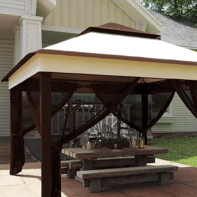 Outsunny Gazebo 3x3 Regolabile su 3 Livelli con Pareti Rimovibili