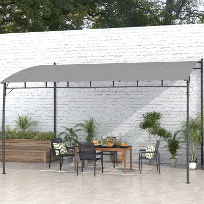 Outsunny Pergola Gazebo con 12 Fori di Drenaggio Grigia