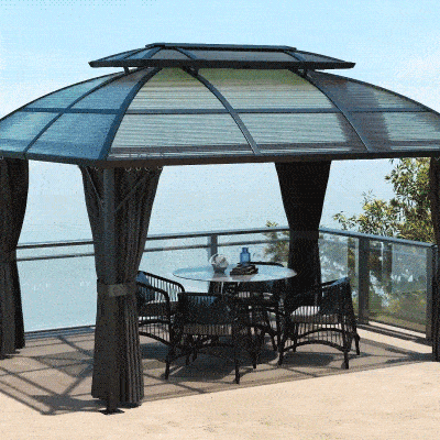 Outsunny Hard Gazebo Aluminium Frame 4x3m Black