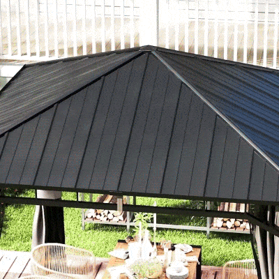 Outsunny Gazebo 300cm x 300cm x 290cm Grigio scuro