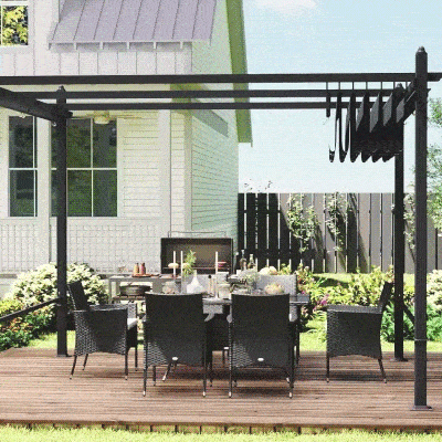 Outsunny Pergola 392 x 297 x 225 cm Grigio scuro
