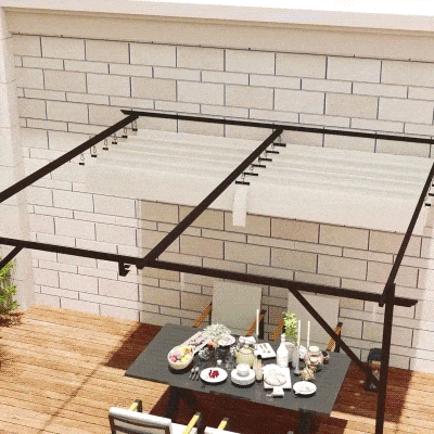 Outsunny Gazebo Pergola Addossata 3x3m con Tetto Retrattile Crema