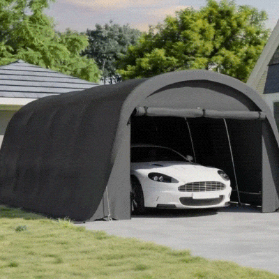 Outsunny Carport Zadaszenie Garażowe 3x6m Zimoodporne Wodoodporne Namiot Magazynowy z Demontowalnymi Ścianami Duże Rolowane Drzwi, UPF50+