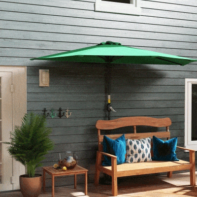 Outsunny Chapéu de Sol Semicircular 269x138x236cm Chapéu de Sol à Manivela para Jardim Terraço Pátio Piscina Verde