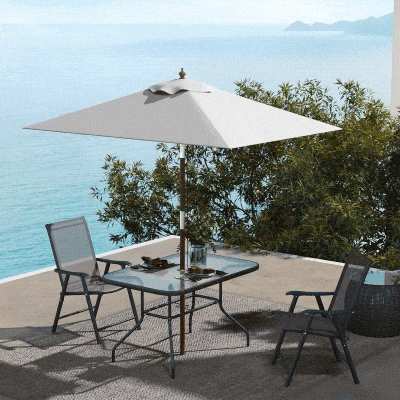 Outsunny Ombrellone da Giardino Inclinabile 2x1.5m a 6 Stecche
