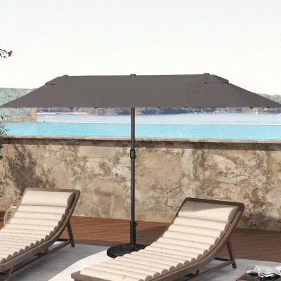 Outsunny Chapéu de Sol Duplo para Jardim 4,6x2,7x2,4m Chapéu de Sol Anti UV com Manivela para Exterior Cinza