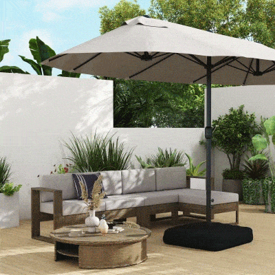 Outsunny Ombrellone da giardino doppio 460cm x 270cm x 240cm Cachi
