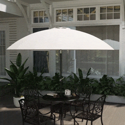 Outsunny Garten- und Terrassenschirm 2,5x2,5m mit Kurbel, 18 Streben und Kippfunktion, Creme