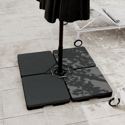 Outsunny Conjunto de Pesos para Base de Chapéu de Sol de 4 Peças Quadrado Preenchível 60 kg de Água 70 kg de Areia ou 80 kg Mixto Preto