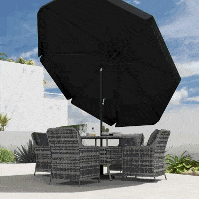 Outsunny 2.7m Patio Parasol Black with Tilt & Crank