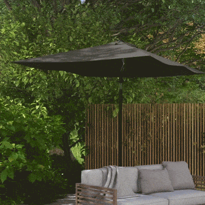 Outsunny 2 x 3(m) Garden Parasol Umbrella, Rectangular Outdoor Market Umbrella Sun Shade with Crank & Push Button Tilt, 6 Ribs, Aluminium Pole, Dark Grey