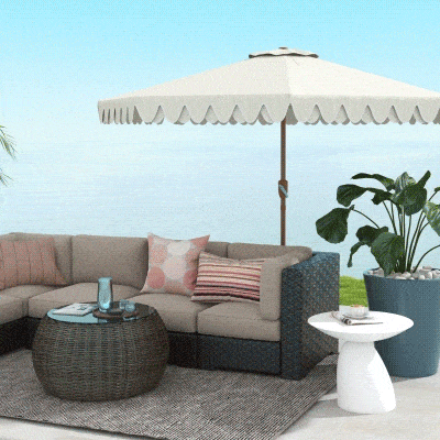 Outsunny Ombrellone da Giardino a Manovella 2.7x2.4m Crema