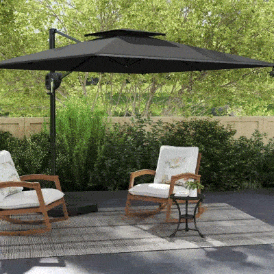 Outsunny Parasol ogrodowy 247 x 247cm z podwójnym dachem, wodoodporny, ciemnoszary