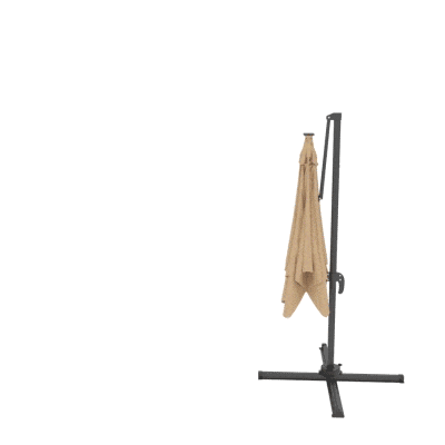 Outsunny 2.5m Cantilever Parasol with LED Lights Khaki