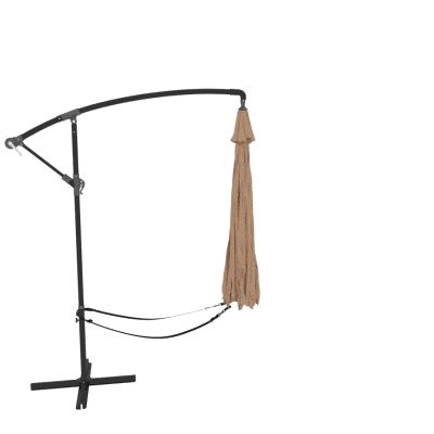 Outsunny Chapéu de Sol Excêntrico Ø 290 cm Chapéu de Sol de Jardim com Base Cruzada Capa de Proteção e Corda de Vento Cáqui