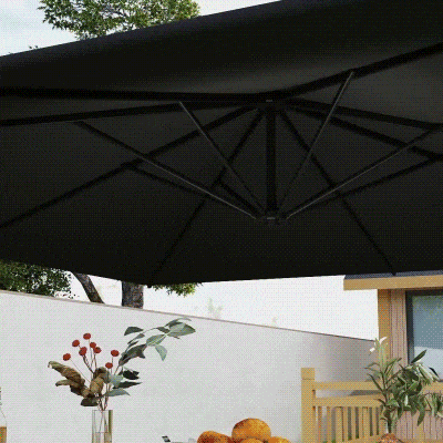 Outsunny Ombrellone da Giardino a Manovella 2.8x3.8m Grigio