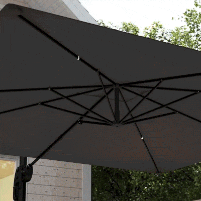 Outsunny Guarda-sol Lateral e Inclinável 3x3 m com Base em Cruz Preenchível e Manivela em Poliéster Cinza Escuro