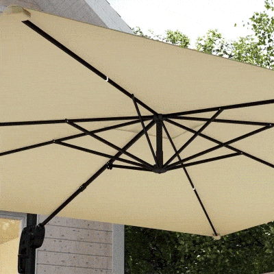 Outsunny Ombrellone a braccio 360 x 295 x 250 cm Kaki (verde oliva)