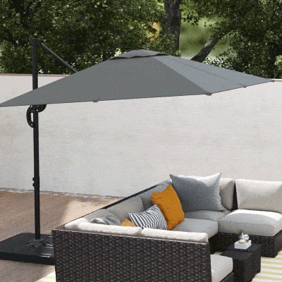 Outsunny Ombrellone da Giardino Decentrato con Pesi Grigio