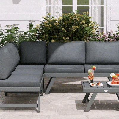Outsunny Set da giardino 115x61x65cm Grigio
