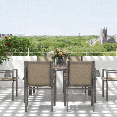 Outsunny Conjunto de Mesa y 6 Sillas de Jardín con Sillas Apilables y Marco de Acero para Terraza Patio Caqui y Marrón