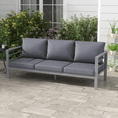 Outsunny Divano da Giardino in Alluminio Grigio con Cuscini