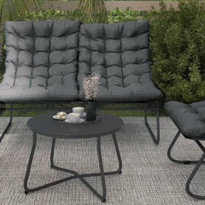 Outsunny Set di Mobili da Balcone 122cm x 87cm x 85cm Grigio