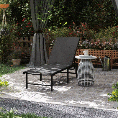 Outsunny Espreguiçadeira Reclinável de Jardim Exterior com Encosto Ajustável em 5 Posições e Estrutura de Aço 166x60x84 cm Cinzento