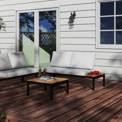 Outsunny Set da Giardino con 2 Divanetti e 2 Tavolini Multicolore