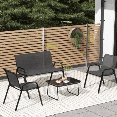 Outsunny Set da Giardino Divano 2 Posti, 2 Sedie e Tavolino