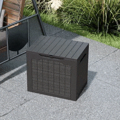 Outsunny Gartenaufbewahrungsbox 93L mit eingelassenen Griffen, wasserdichte Außenbox 56 x 41 x 50 cm, Schwarz