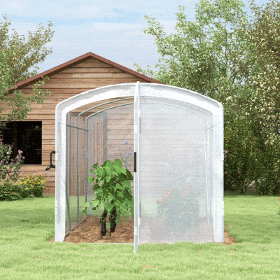 Outsunny Tunnel-Gewächshaus, begehbar, transparente Folie, verzinkter Stahlrahmen, 3 x 2 x 2m