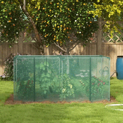 Outsunny Jaula de protección para plantas, invernadero con puerta con Cremallera, tubos de acero galvanizado 240x120x110 cm Verde
