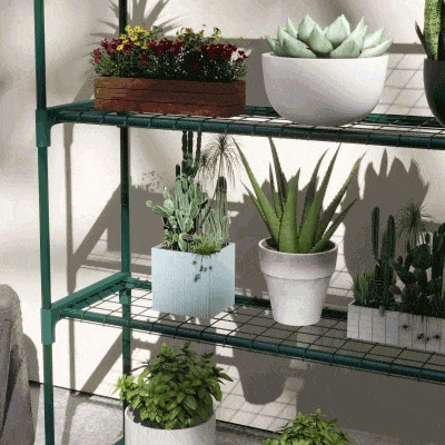 Outsunny Plantenrek Bloementrap Plantentrap, 4 Planken, 89 cm x 28 cm x 107 cm, Donkergroen