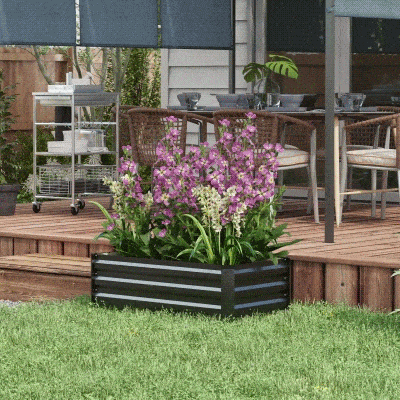 Outsunny Hochbeet Gartenbeet Kräuterbeet, wetterbeständig, offener Boden, 100 x 60 x 30 cm, Dunkelgrau