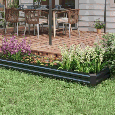 Outsunny Jardinera Exterior Grande Rectangular de Acero Galvanizado Huerto Urbano con Base Abierta 240x60x30 cm Gris Oscuro