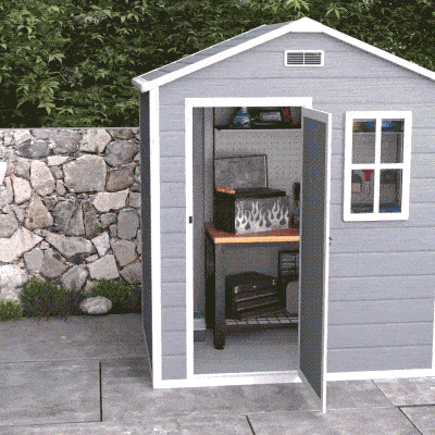 Outsunny Caseta 1,9 m² 182 x 121 x 200 cm Cobertizo con tejado a dos aguas Suelo Puerta con cerradura